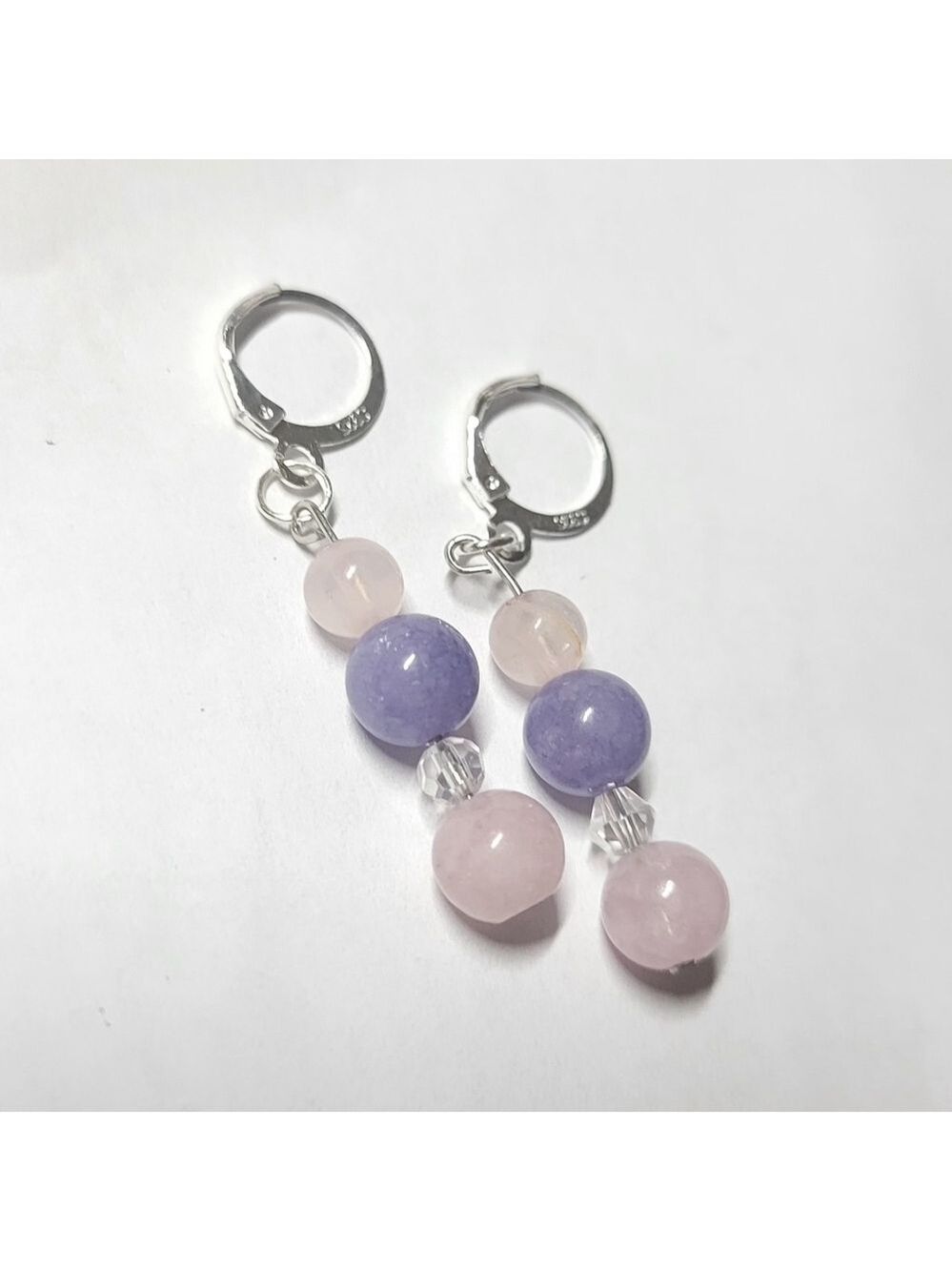 Crystal Rose Quartz Angelite Morganite Beaded Drop Earrings